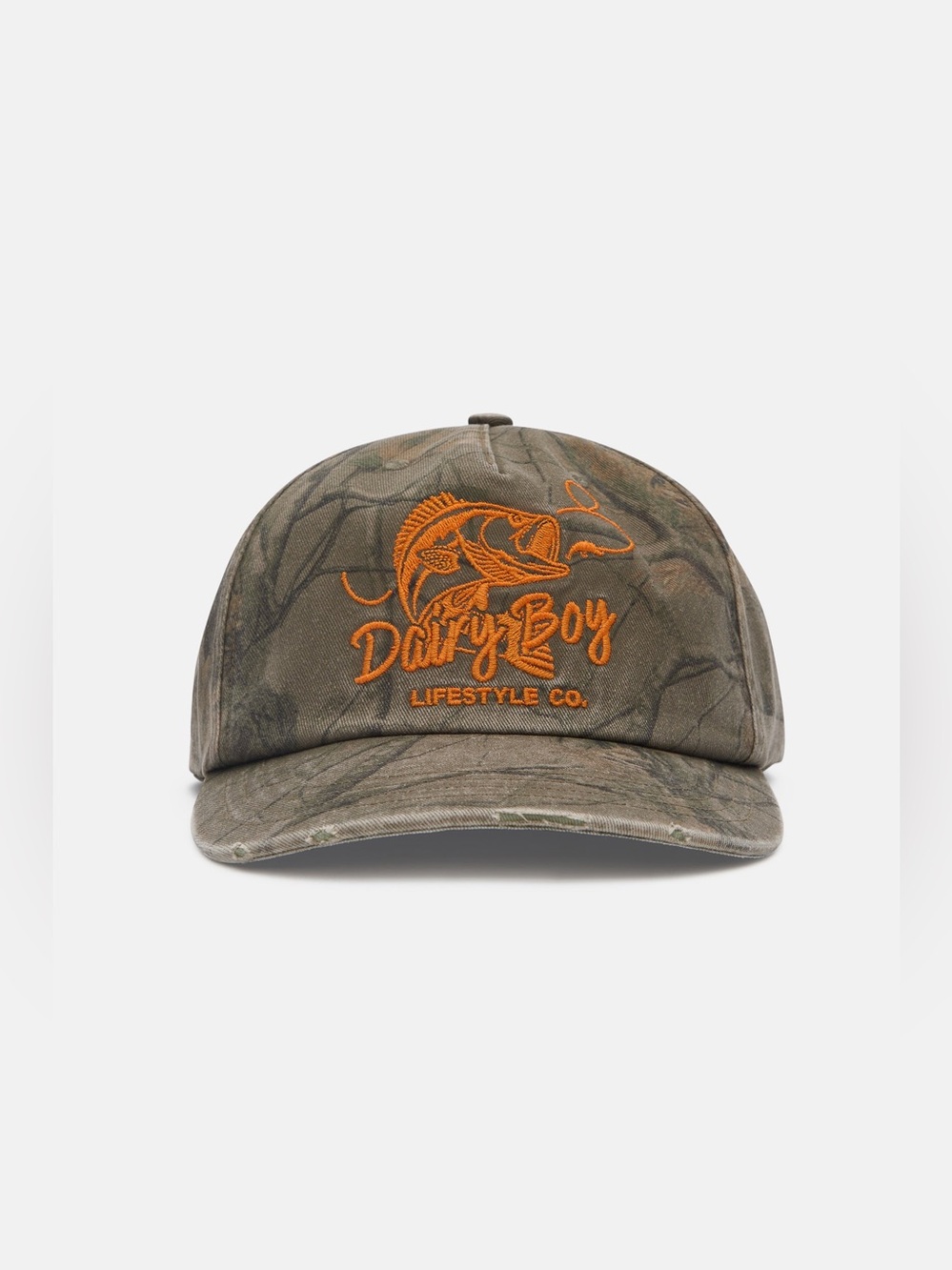 Dairy Boy Lifestyle Co. Olive Camo Hat with Orange Embroidery